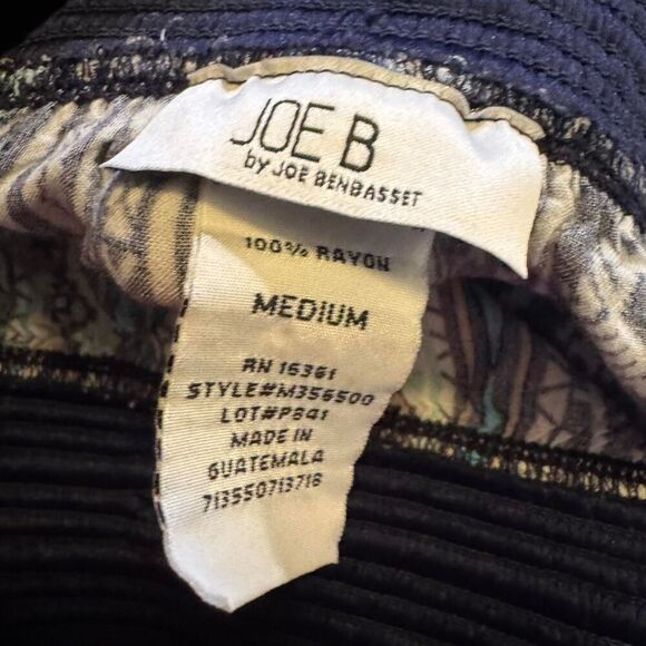 Joe B by Joe Benbasset Women's Boho Wide Leg Navy BluePrinted Rayon Pants - Picture 3 of 5